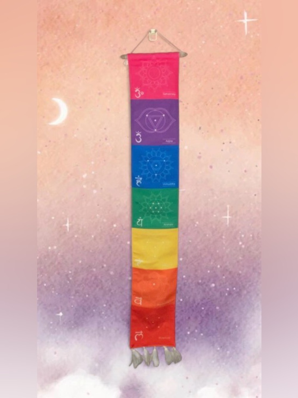 NEW 7 Chakra Wall Hanging Scroller 40" Meditation Yoga Decor Vertical Tapestry🌈